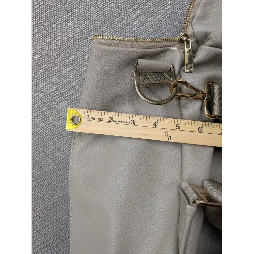 Fawn Design Gray Faux Leather Large Baby Diaper Bag Backpack Messenger Girls